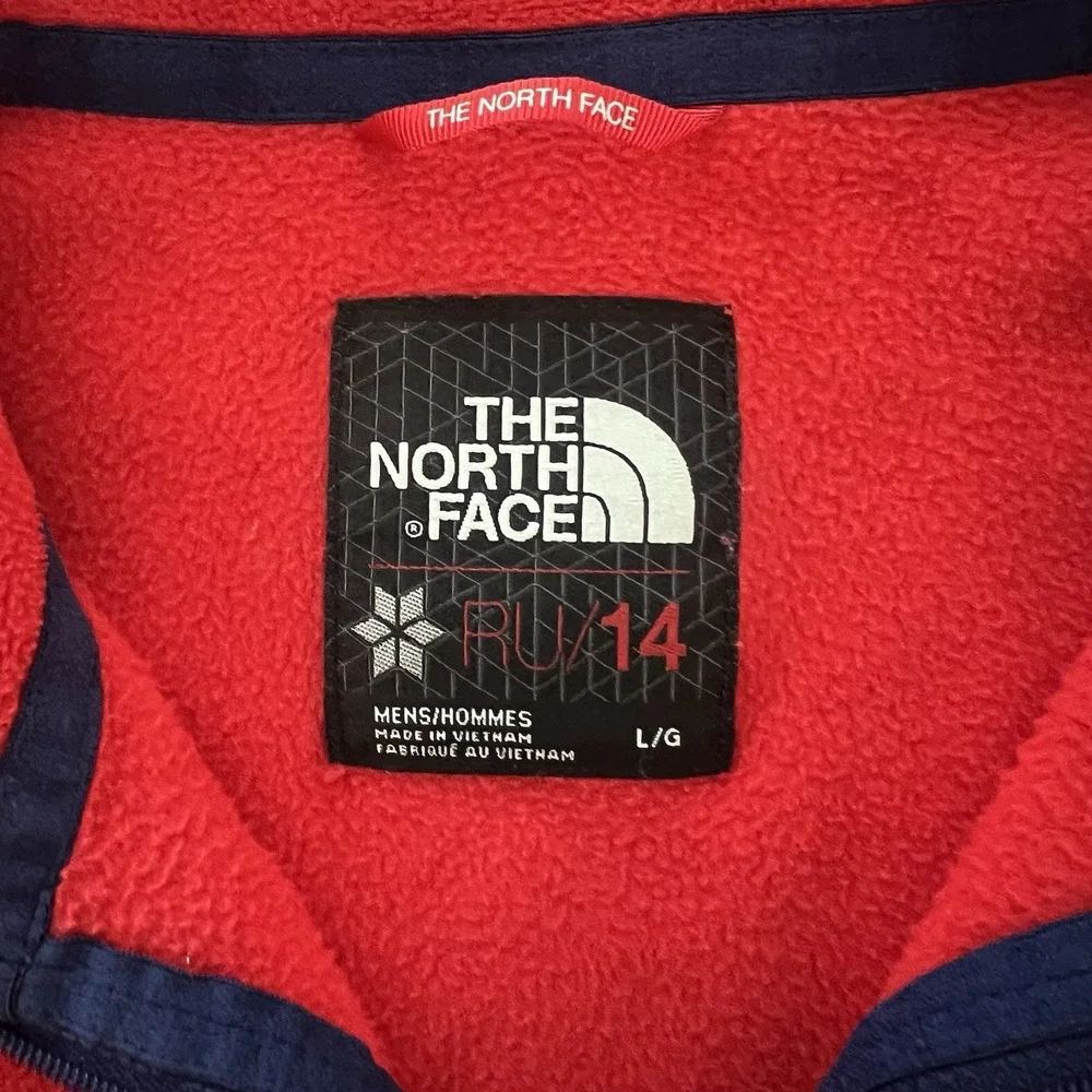 The North Face Mens Large Red Polartec Classic Fleece 1/4 Zip Pullover